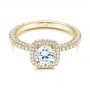 14k Yellow Gold 14k Yellow Gold Pave Diamond Halo Engagement Ring - Flat View -  106661 - Thumbnail