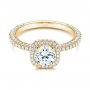 14k Yellow Gold 14k Yellow Gold Pave Diamond Halo Engagement Ring - Flat View -  106661 - Thumbnail