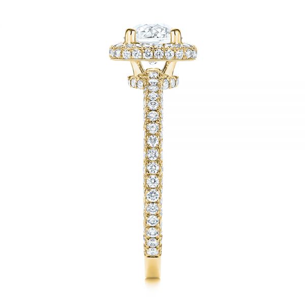 14k Yellow Gold 14k Yellow Gold Pave Diamond Halo Engagement Ring - Side View -  106661