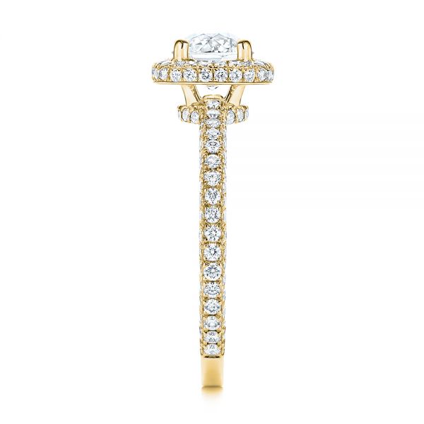 14k Yellow Gold 14k Yellow Gold Pave Diamond Halo Engagement Ring - Side View - 106661