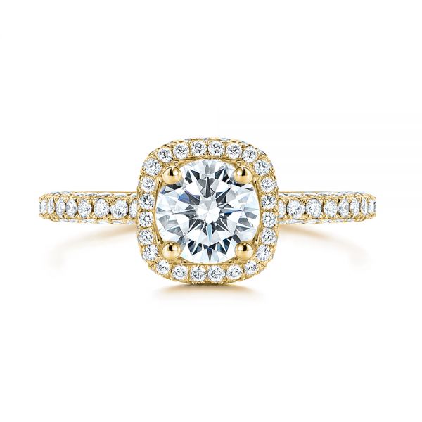 14k Yellow Gold 14k Yellow Gold Pave Diamond Halo Engagement Ring - Top View - 106661
