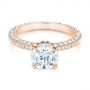 18k Rose Gold 18k Rose Gold Pave Diamond Hidden Halo Engagement Ring - Flat View -  105116 - Thumbnail