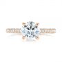 18k Rose Gold 18k Rose Gold Pave Diamond Hidden Halo Engagement Ring - Top View -  105116 - Thumbnail