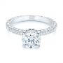 18k White Gold 18k White Gold Pave Diamond Hidden Halo Engagement Ring - Flat View -  105116 - Thumbnail
