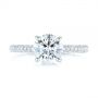 18k White Gold 18k White Gold Pave Diamond Hidden Halo Engagement Ring - Top View -  105116 - Thumbnail