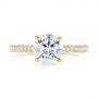 18k Yellow Gold 18k Yellow Gold Pave Diamond Hidden Halo Engagement Ring - Top View -  105116 - Thumbnail