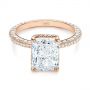 14k Rose Gold 14k Rose Gold Pave Diamond And Hidden Halo Engagement Ring - Flat View -  105789 - Thumbnail