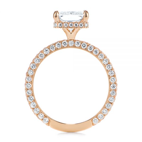 14k Rose Gold 14k Rose Gold Pave Diamond And Hidden Halo Engagement Ring - Front View -  105789