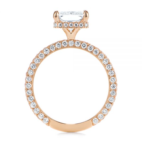14k Rose Gold 14k Rose Gold Pave Diamond And Hidden Halo Engagement Ring - Front View - 105789