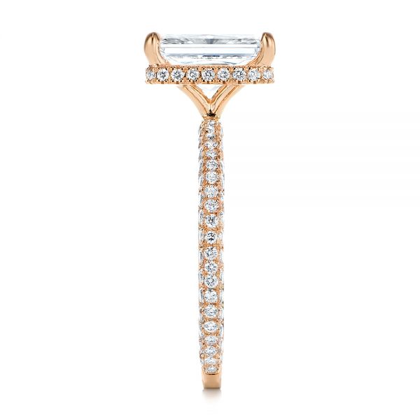 14k Rose Gold 14k Rose Gold Pave Diamond And Hidden Halo Engagement Ring - Side View - 105789