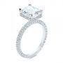 18k White Gold 18k White Gold Pave Diamond And Hidden Halo Engagement Ring - Three-Quarter View -  105789 - Thumbnail