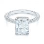 18k White Gold 18k White Gold Pave Diamond And Hidden Halo Engagement Ring - Flat View -  105789 - Thumbnail