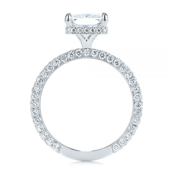 14k White Gold 14k White Gold Pave Diamond And Hidden Halo Engagement Ring - Front View - 105789