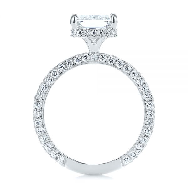 14k White Gold 14k White Gold Pave Diamond And Hidden Halo Engagement Ring - Front View -  105789