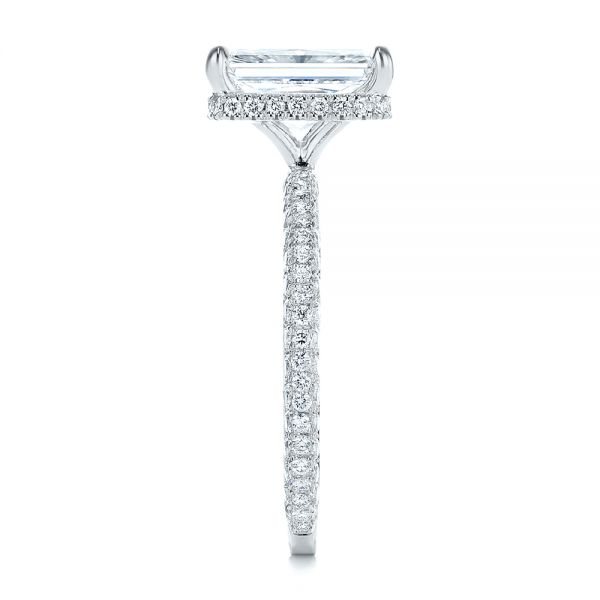 14k White Gold 14k White Gold Pave Diamond And Hidden Halo Engagement Ring - Side View - 105789