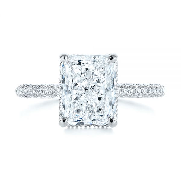  Platinum Platinum Pave Diamond And Hidden Halo Engagement Ring - Top View -  105789