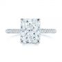 14k White Gold 14k White Gold Pave Diamond And Hidden Halo Engagement Ring - Top View -  105789 - Thumbnail
