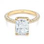 18k Yellow Gold 18k Yellow Gold Pave Diamond And Hidden Halo Engagement Ring - Flat View -  105789 - Thumbnail