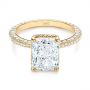 14k Yellow Gold Pave Diamond And Hidden Halo Engagement Ring - Flat View -  105789 - Thumbnail