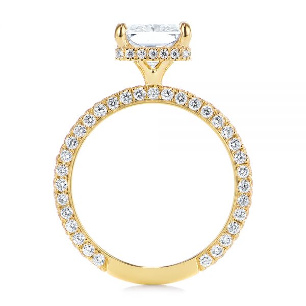 14k Yellow Gold Pave Diamond And Hidden Halo Engagement Ring - Front View -  105789