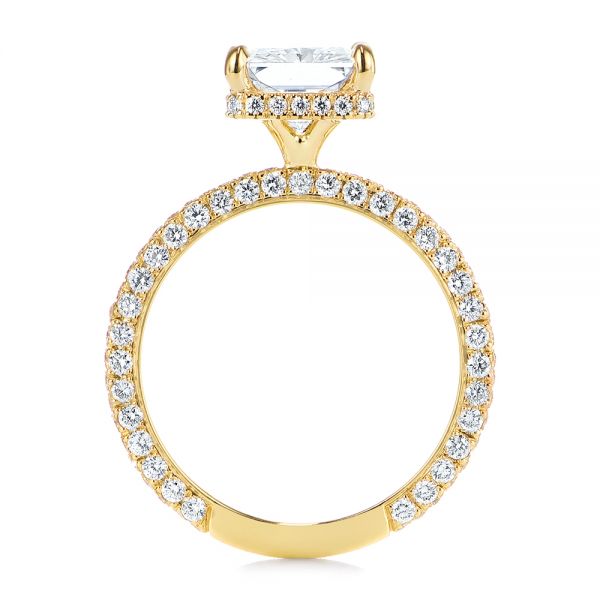 14k Yellow Gold Pave Diamond And Hidden Halo Engagement Ring - Front View - 105789