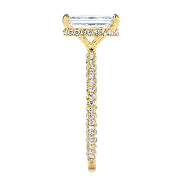 14k Yellow Gold Pave Diamond And Hidden Halo Engagement Ring - Side View - 105789