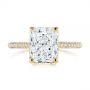 14k Yellow Gold Pave Diamond And Hidden Halo Engagement Ring - Top View -  105789 - Thumbnail