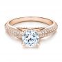 18k Rose Gold 18k Rose Gold Pave Engagement Ring - Vanna K - Flat View -  100080 - Thumbnail