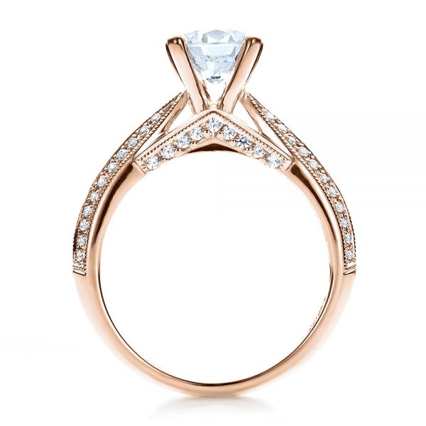 14k Rose Gold 14k Rose Gold Pave Engagement Ring - Vanna K - Front View -  100080