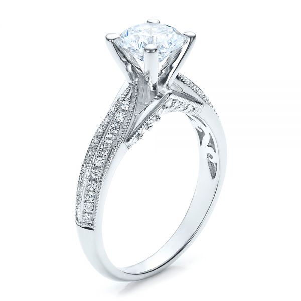 14k White Gold 14k White Gold Pave Engagement Ring - Vanna K - Three-Quarter View -  100080