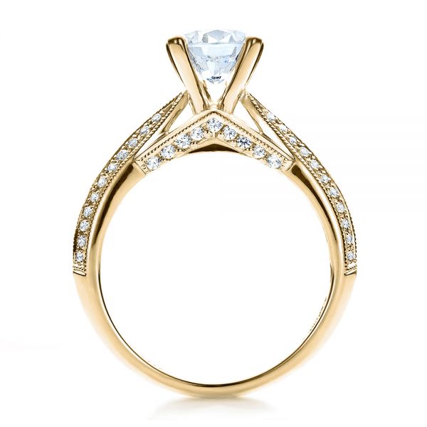 18k Yellow Gold 18k Yellow Gold Pave Engagement Ring - Vanna K - Front View -  100080