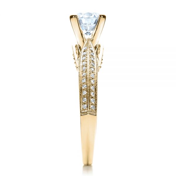 14k Yellow Gold 14k Yellow Gold Pave Engagement Ring - Vanna K - Side View -  100080