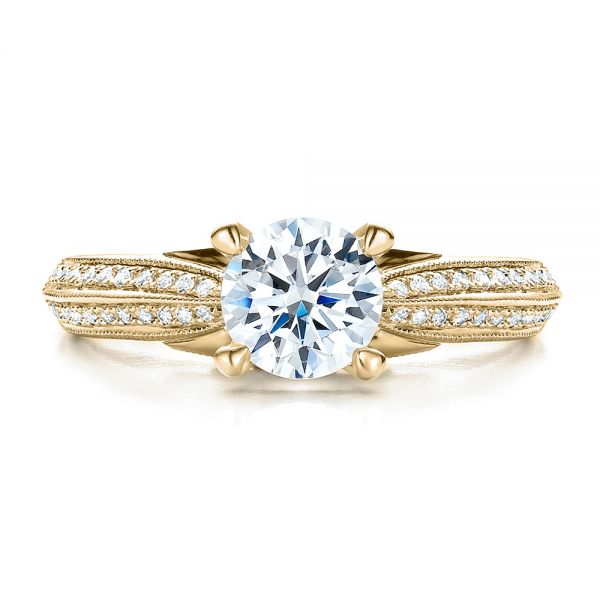 18k Yellow Gold 18k Yellow Gold Pave Engagement Ring - Vanna K - Top View -  100080