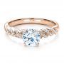 18k Rose Gold 18k Rose Gold Pave Filigree Engagement Ring - Vanna K - Flat View -  100073 - Thumbnail