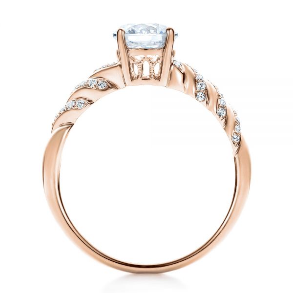 18k Rose Gold 18k Rose Gold Pave Filigree Engagement Ring - Vanna K - Front View -  100073