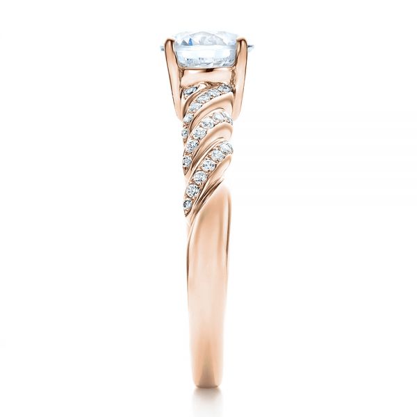 18k Rose Gold 18k Rose Gold Pave Filigree Engagement Ring - Vanna K - Side View -  100073