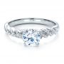 18k White Gold Pave Filigree Engagement Ring - Vanna K - Flat View -  100073 - Thumbnail