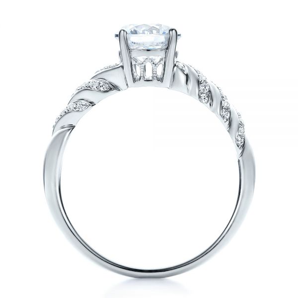 18k White Gold Pave Filigree Engagement Ring - Vanna K - Front View -  100073
