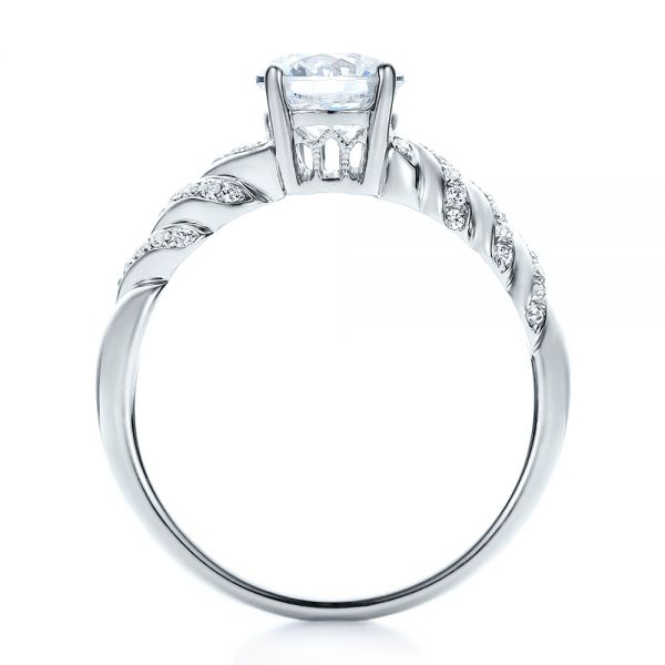 18k White Gold Pave Filigree Engagement Ring - Vanna K - Front View - 100073