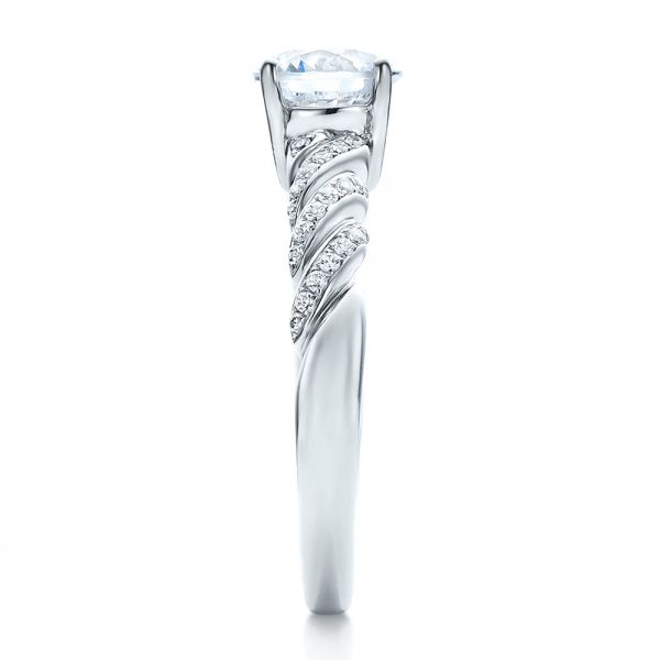 18k White Gold Pave Filigree Engagement Ring - Vanna K - Side View -  100073