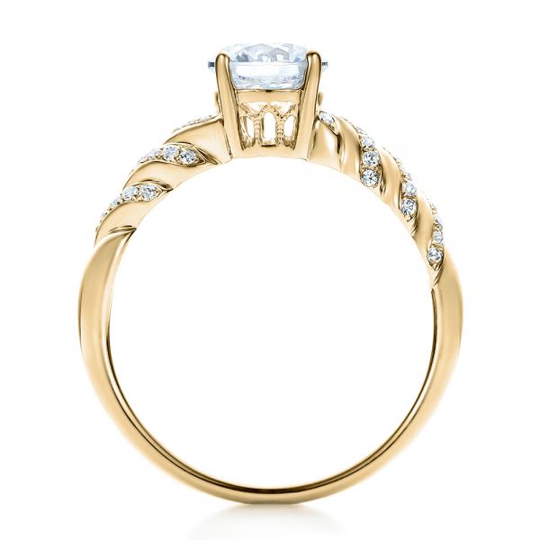 18k Yellow Gold 18k Yellow Gold Pave Filigree Engagement Ring - Vanna K - Front View -  100073