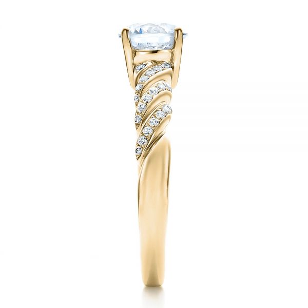 14k Yellow Gold 14k Yellow Gold Pave Filigree Engagement Ring - Vanna K - Side View -  100073