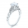  18K Gold Pave Side Stones Milgrain Engagement Ring - Vanna K - Three-Quarter View -  100058 - Thumbnail