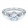  18K Gold Pave Side Stones Milgrain Engagement Ring - Vanna K - Flat View -  100058 - Thumbnail