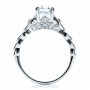  18K Gold Pave Side Stones Milgrain Engagement Ring - Vanna K - Front View -  100058 - Thumbnail