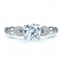  18K Gold Pave Side Stones Milgrain Engagement Ring - Vanna K - Top View -  100058 - Thumbnail