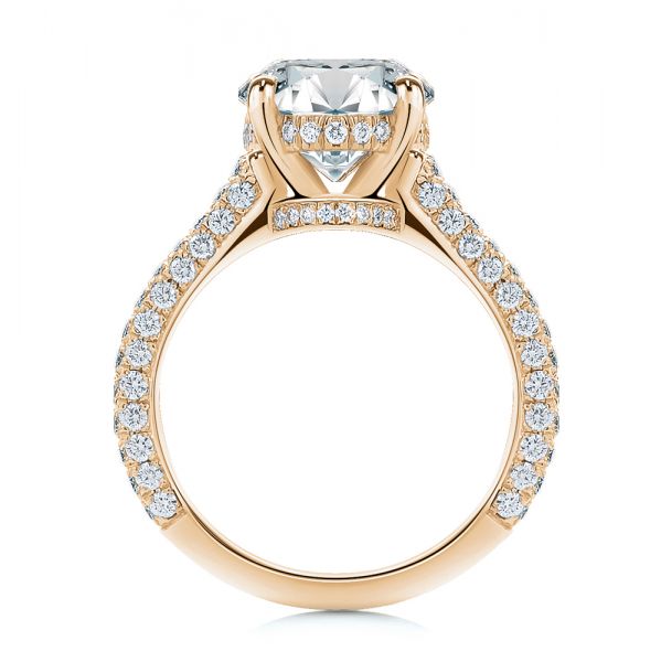 18k Rose Gold 18k Rose Gold Pave And Hidden Halo Oval Diamond Engagement Ring - Front View - 107606