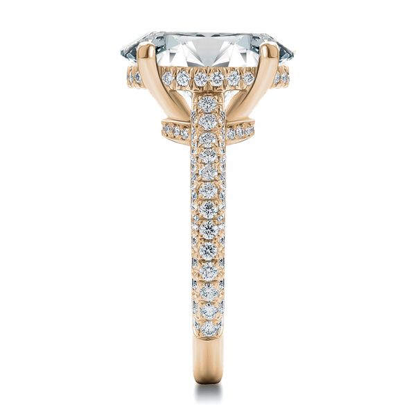 18k Rose Gold 18k Rose Gold Pave And Hidden Halo Oval Diamond Engagement Ring - Side View - 107606
