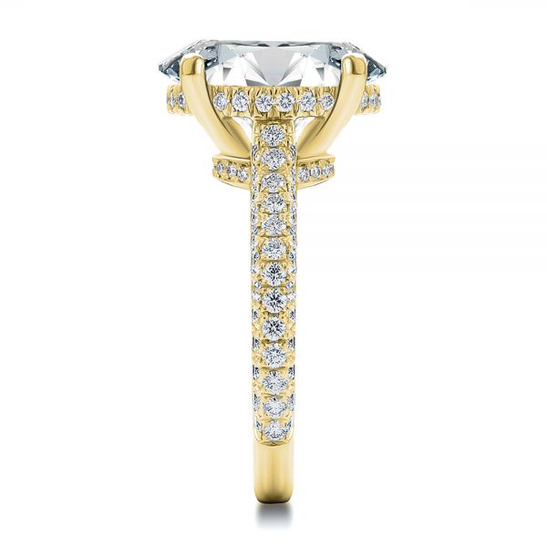 18k Yellow Gold 18k Yellow Gold Pave And Hidden Halo Oval Diamond Engagement Ring - Side View - 107606