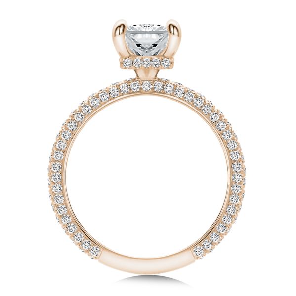 14k Rose Gold 14k Rose Gold Pave And Hidden Halo Radiant Cut Diamond Engagement Ring - Front View -  108365 - Thumbnail